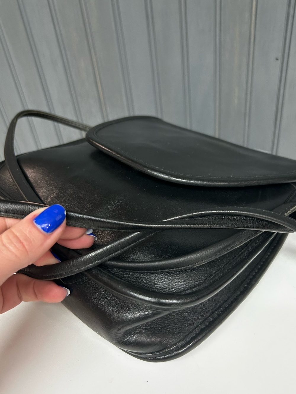 Vintage Coach Lindsay Bag 9888 Black Leather Crossbody Flap Bag - Picture 12 of 15